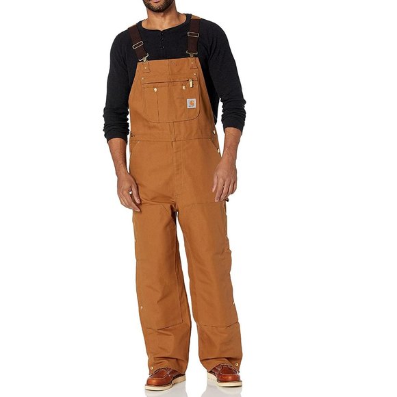 NWT Carhartt Men's Zip To Thigh Unlined Bib Overall Brown Size 48x32 $160 GG047